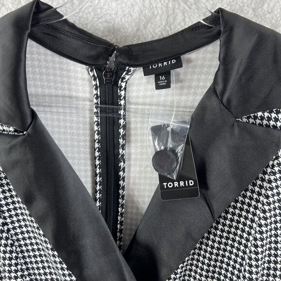 Torrid Womens Mini Stretch Satin Houndstooth Tuxedo Dress size 16 or 1X NWT - Picture 5 of 9
